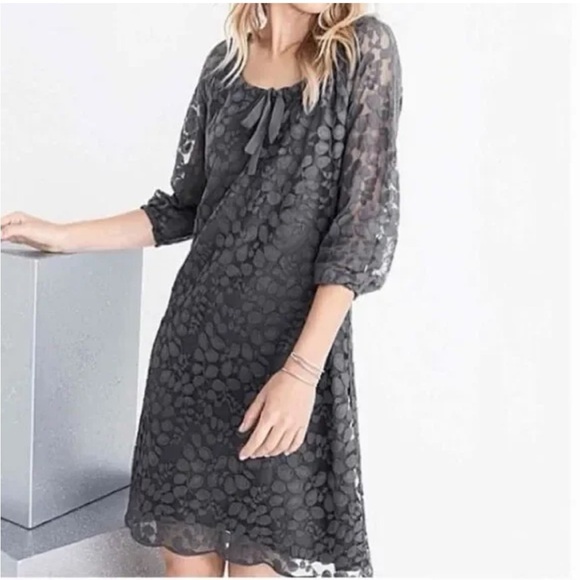 Garnet Hill Lace Overlay Floral Leaf Dress Size 12 - Picture 1 of 8